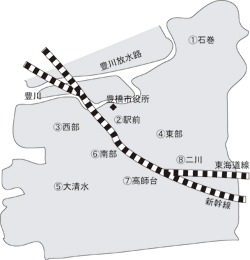 各窓口センターの位置を表す画像