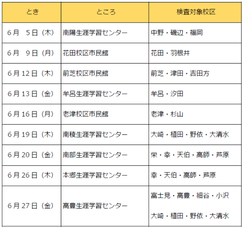 令和7年度はかりの定期検査日程
